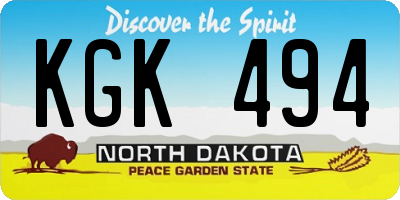 ND license plate KGK494
