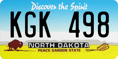 ND license plate KGK498