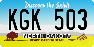 ND license plate KGK503