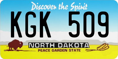ND license plate KGK509