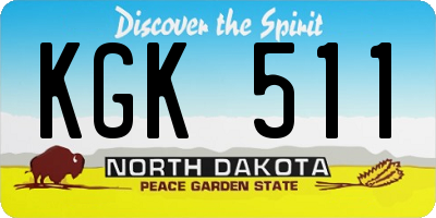 ND license plate KGK511