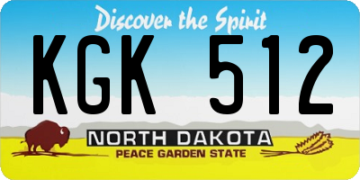 ND license plate KGK512