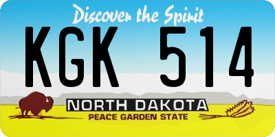 ND license plate KGK514