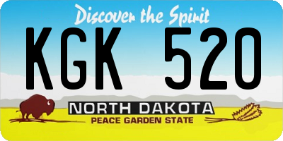 ND license plate KGK520