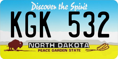ND license plate KGK532