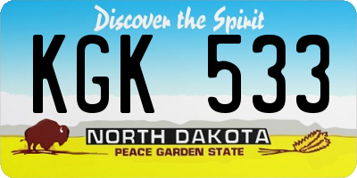 ND license plate KGK533
