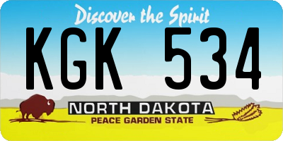ND license plate KGK534