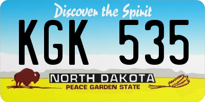 ND license plate KGK535