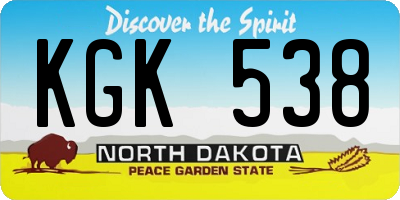 ND license plate KGK538