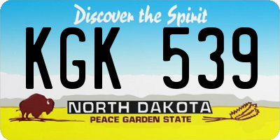 ND license plate KGK539