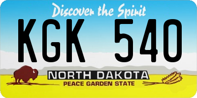 ND license plate KGK540