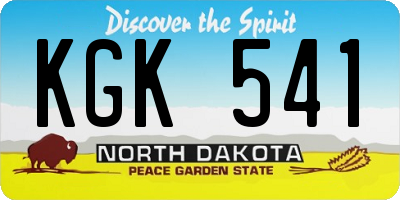ND license plate KGK541