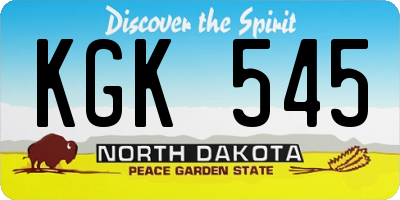 ND license plate KGK545