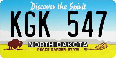 ND license plate KGK547