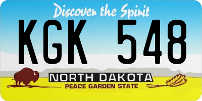 ND license plate KGK548