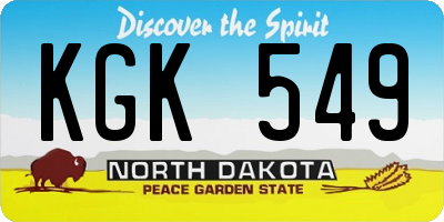 ND license plate KGK549