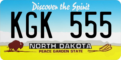 ND license plate KGK555