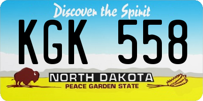 ND license plate KGK558