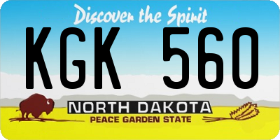 ND license plate KGK560