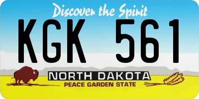 ND license plate KGK561