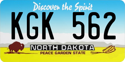 ND license plate KGK562