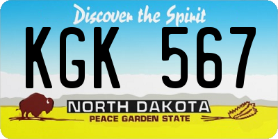 ND license plate KGK567