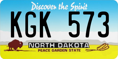ND license plate KGK573