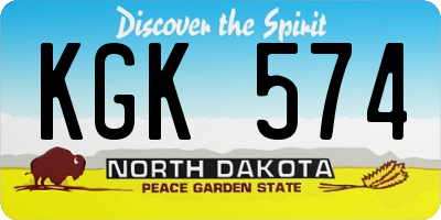 ND license plate KGK574
