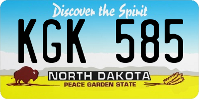 ND license plate KGK585