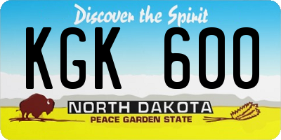 ND license plate KGK600