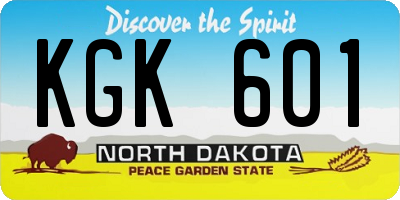 ND license plate KGK601