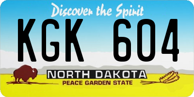 ND license plate KGK604