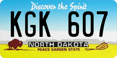 ND license plate KGK607