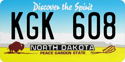ND license plate KGK608