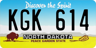 ND license plate KGK614
