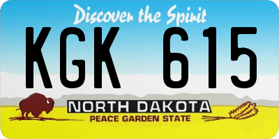 ND license plate KGK615