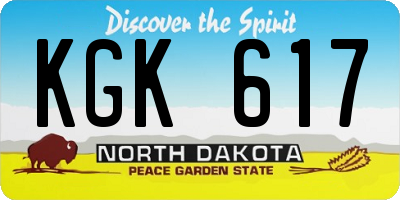 ND license plate KGK617