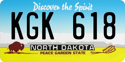 ND license plate KGK618