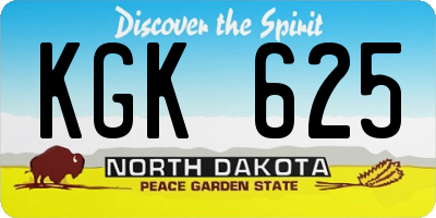 ND license plate KGK625
