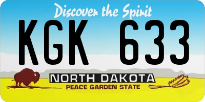 ND license plate KGK633