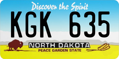ND license plate KGK635