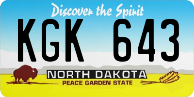 ND license plate KGK643