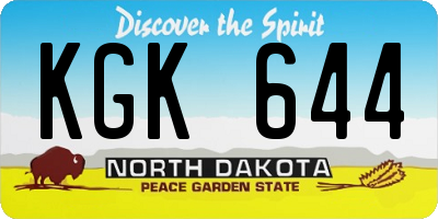 ND license plate KGK644