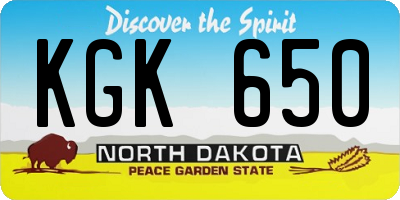 ND license plate KGK650