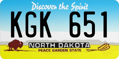ND license plate KGK651