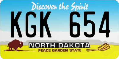 ND license plate KGK654