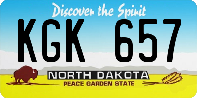 ND license plate KGK657