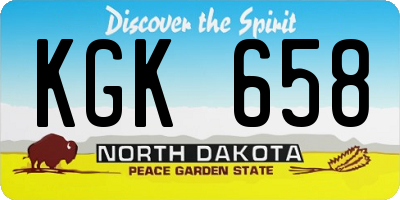 ND license plate KGK658