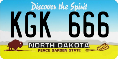 ND license plate KGK666