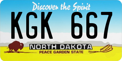 ND license plate KGK667